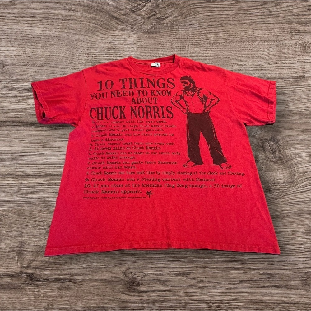 Delta Pro Weight Men’s Red Chuck Norris Short Sleeve T-Shirt Size Large